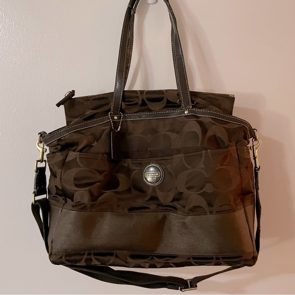 Coach Brown Diaper Bag Overnight Bag - Picture 1 of 14